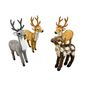 Lot of 4 Realistic Standing Deer/Fawn Figurines - Natural Look Craft Decoration
